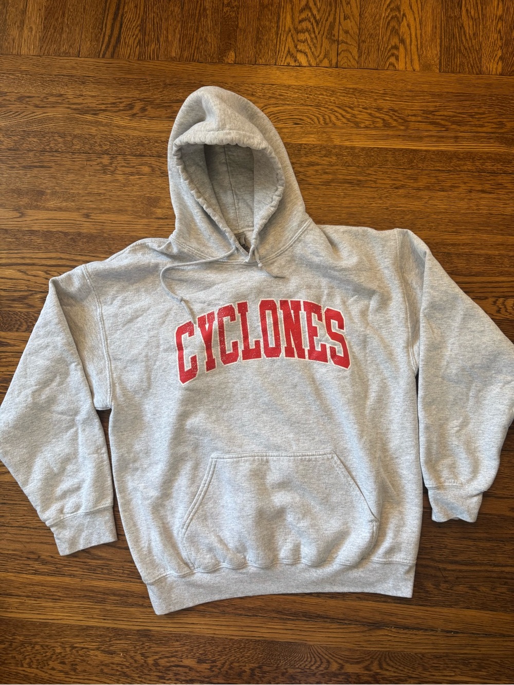 CINCINNATI CYCLONES HOCKEY Red Logo Gray Pullover Hoodie